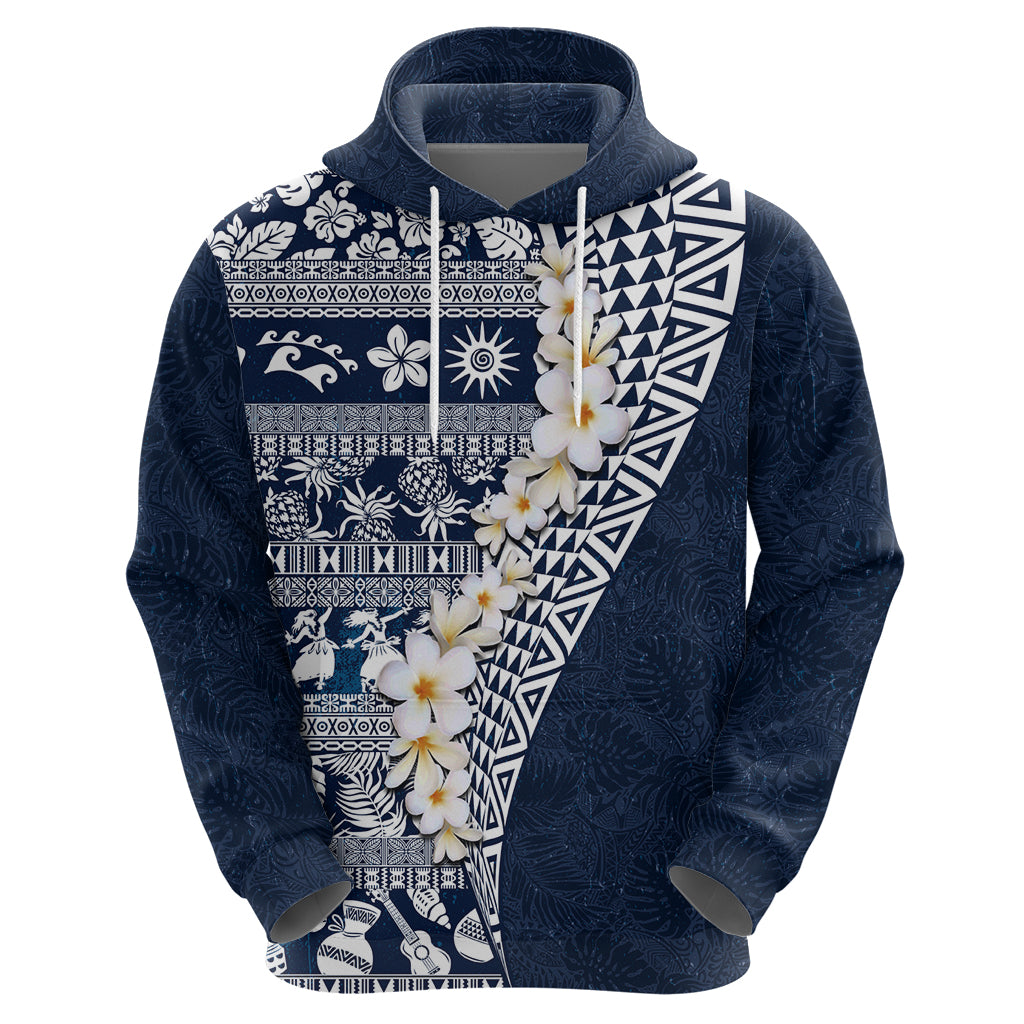 Hawaii Plumeria Tribal Vintage Hoodie Special Blue