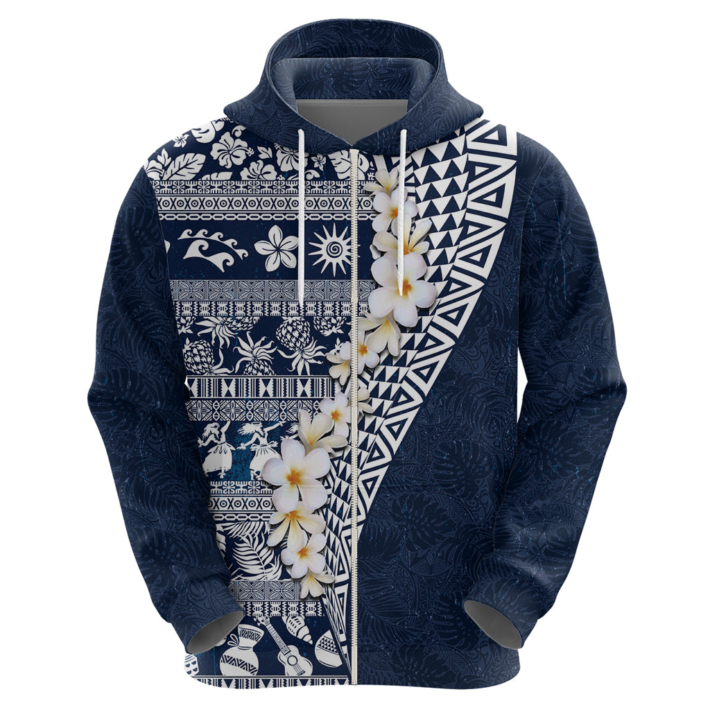 Hawaii Plumeria Tribal Vintage Hoodie Special Blue
