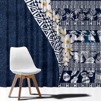 Hawaii Plumeria Tribal Vintage Window Curtain Special Blue
