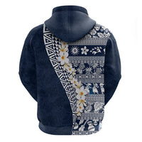 Hawaii Plumeria Tribal Vintage Zip Hoodie Special Blue