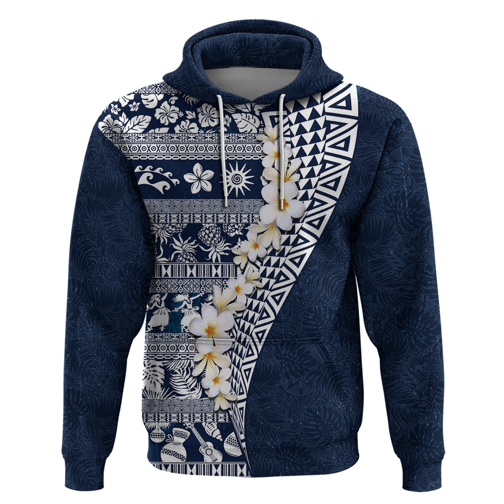 Hawaii Plumeria Tribal Vintage Zip Hoodie Special Blue