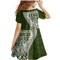 Hawaii Plumeria Tribal Vintage Family Matching Mermaid Dress and Hawaiian Shirt Special Green LT03 - Polynesian Pride