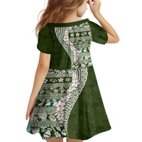 Hawaii Plumeria Tribal Vintage Family Matching Off Shoulder Maxi Dress and Hawaiian Shirt Special Green LT03 - Polynesian Pride