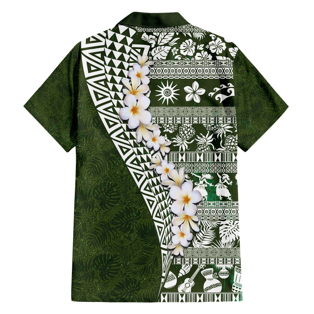 Hawaii Plumeria Tribal Vintage Family Matching Puletasi and Hawaiian Shirt Special Green LT03 - Polynesian Pride