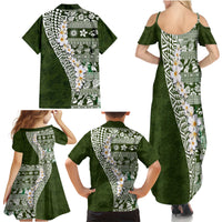 Hawaii Plumeria Tribal Vintage Family Matching Summer Maxi Dress and Hawaiian Shirt Special Green LT03 - Polynesian Pride
