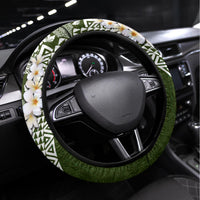 Hawaii Plumeria Tribal Vintage Steering Wheel Cover Special Green LT03 Universal Fit Green - Polynesian Pride
