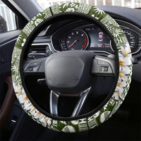 Hawaii Plumeria Tribal Vintage Steering Wheel Cover Special Green LT03 - Polynesian Pride