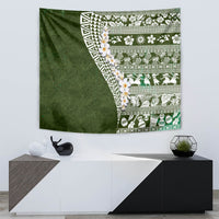 Hawaii Plumeria Tribal Vintage Tapestry Special Green