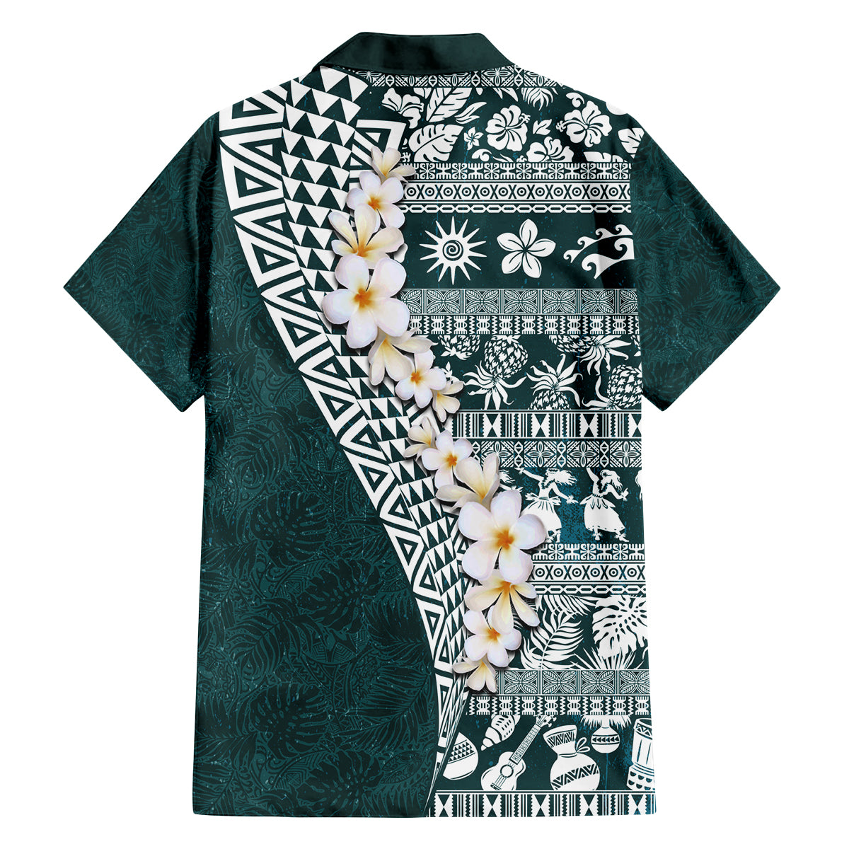 Hawaii Plumeria Tribal Vintage Family Matching Puletasi and Hawaiian Shirt Special Turquoise LT03 - Polynesian Pride