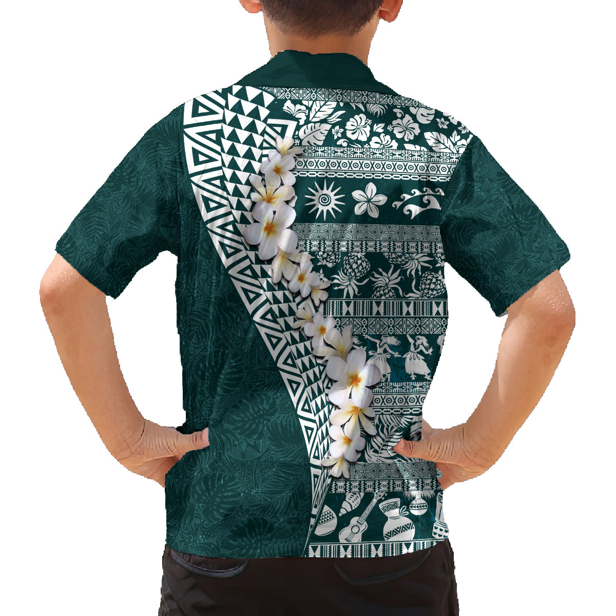 Hawaii Plumeria Tribal Vintage Family Matching Summer Maxi Dress and Hawaiian Shirt Special Turquoise LT03 - Polynesian Pride