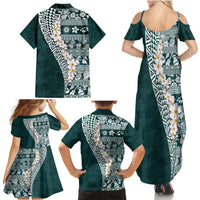 Hawaii Plumeria Tribal Vintage Family Matching Summer Maxi Dress and Hawaiian Shirt Special Turquoise LT03 - Polynesian Pride