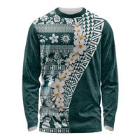 Hawaii Plumeria Tribal Vintage Long Sleeve Shirt Special Turquoise LT03 Unisex Turquoise - Polynesian Pride