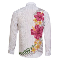 Hawaiian Plumeria and Hibiscus Family Matching Short Sleeve Bodycon Dress and Hawaiian Shirt White Mode LT03 - Polynesian Pride
