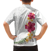 Hawaiian Plumeria and Hibiscus Family Matching Summer Maxi Dress and Hawaiian Shirt White Mode LT03 - Polynesian Pride