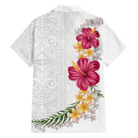 Hawaiian Plumeria and Hibiscus Family Matching Summer Maxi Dress and Hawaiian Shirt White Mode LT03 - Polynesian Pride