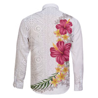 Hawaiian Plumeria and Hibiscus Family Matching Summer Maxi Dress and Hawaiian Shirt White Mode LT03 - Polynesian Pride
