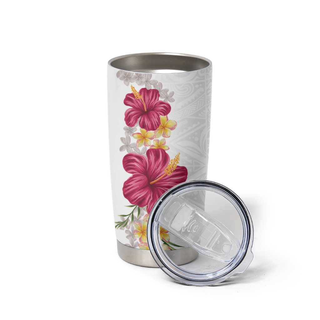 Hawaiian Plumeria and Hibiscus Tumbler Cup White Mode LT03 - Polynesian Pride