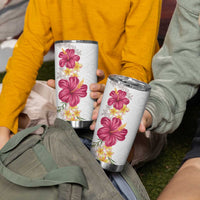 Hawaiian Plumeria and Hibiscus Tumbler Cup White Mode LT03 - Polynesian Pride