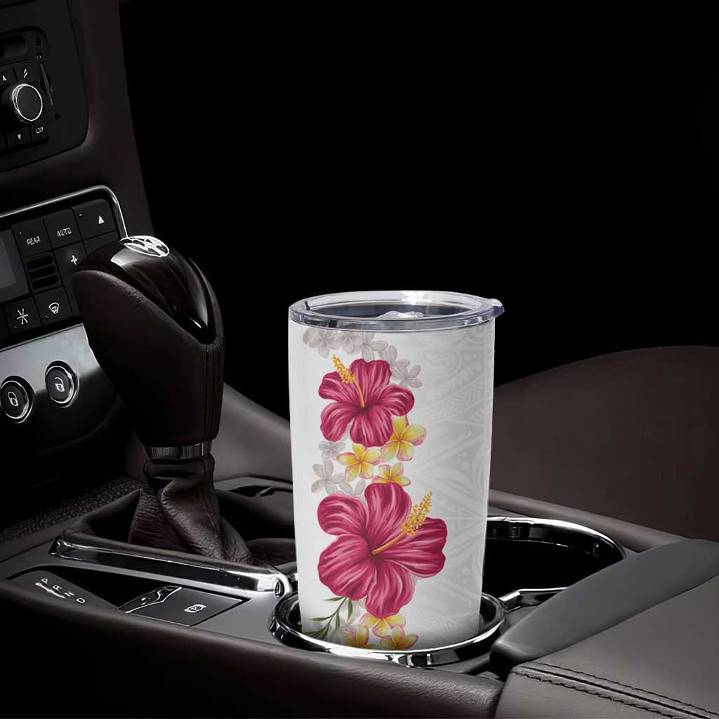 Hawaiian Plumeria and Hibiscus Tumbler Cup White Mode LT03 - Polynesian Pride