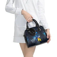 New Zealand Tui Bird Matariki Shoulder Handbag Galaxy Fern With Maori Pattern