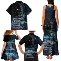 New Zealand Tui Bird Family Matching Tank Maxi Dress and Hawaiian Shirt Matariki Poetry Pattern Galaxy Style LT03 - Polynesian Pride