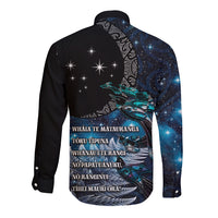 New Zealand Tui Bird Long Sleeve Button Shirt Matariki Poetry Pattern Galaxy Style LT03 - Polynesian Pride