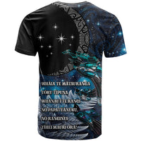 New Zealand Tui Bird T Shirt Matariki Poetry Pattern Galaxy Style