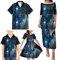 New Zealand Matariki Family Matching Puletasi and Hawaiian Shirt The Tribal Maori Face and Silver Fern LT03 - Polynesian Pride