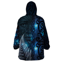 New Zealand Matariki Wearable Blanket Hoodie The Tribal Maori Face and Silver Fern LT03 - Polynesian Pride