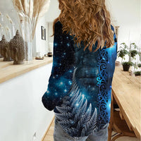 New Zealand Matariki Women Casual Shirt The Tribal Maori Face and Silver Fern LT03 - Polynesian Pride