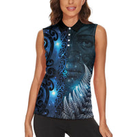 New Zealand Matariki Women Sleeveless Polo Shirt The Tribal Maori Face and Silver Fern LT03 - Polynesian Pride