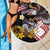 United States and American Samoa Together Beach Blanket Bald Eagle and Polynesian Traditional Culture with Plumeria