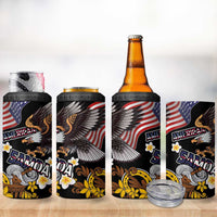 United States and American Samoa Together 4 in 1 Can Cooler Tumbler Bald Eagle and Polynesian Traditional Culture with Plumeria LT03 - Polynesian Pride