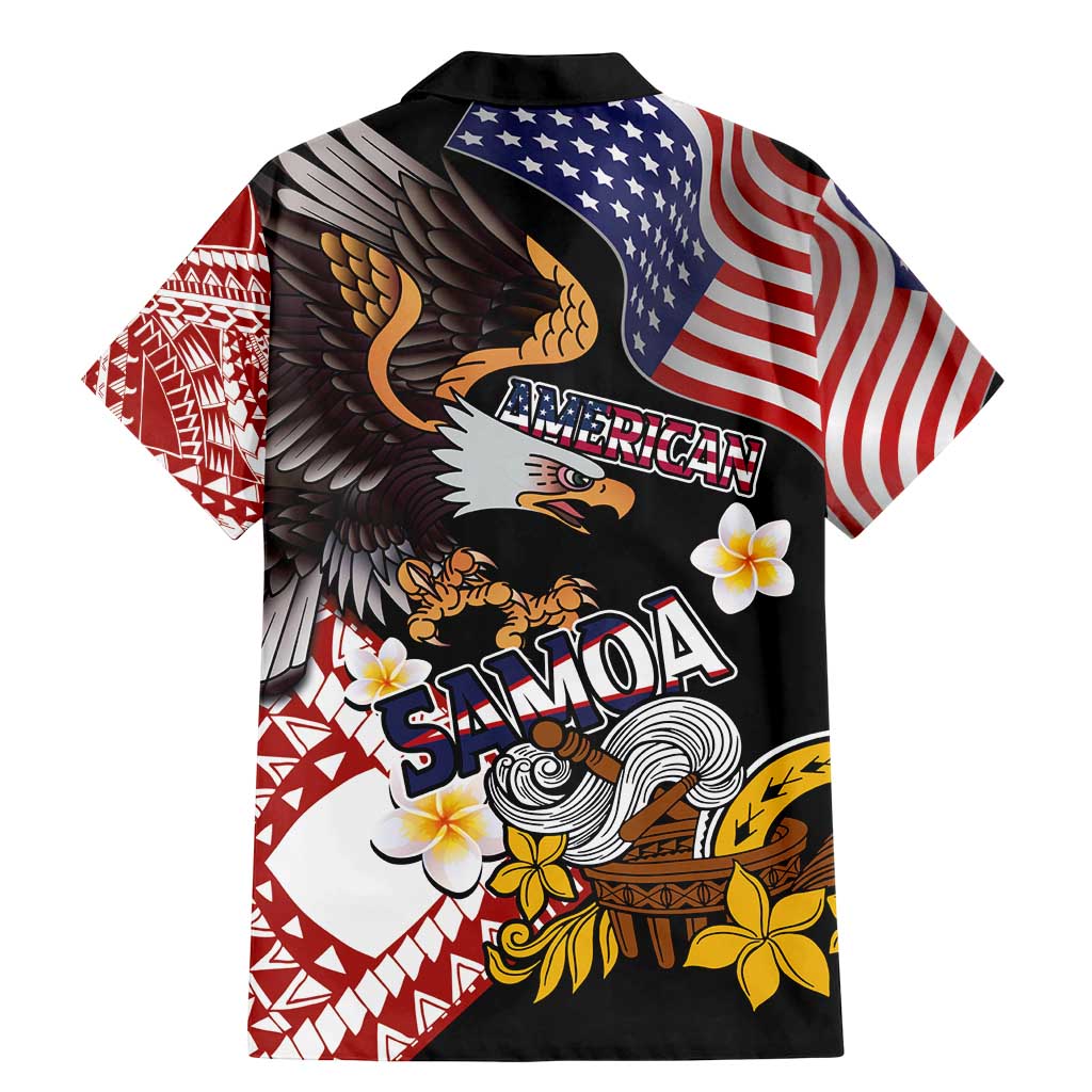 United States and American Samoa Together Family Matching Mermaid Dress and Hawaiian Shirt Bald Eagle and Polynesian Traditional Culture with Plumeria LT03 - Polynesian Pride