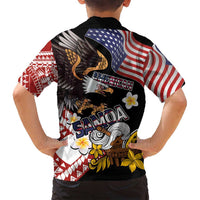 United States and American Samoa Together Family Matching Puletasi and Hawaiian Shirt Bald Eagle and Polynesian Traditional Culture with Plumeria LT03 - Polynesian Pride