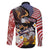 United States and American Samoa Together Family Matching Puletasi and Hawaiian Shirt Bald Eagle and Polynesian Traditional Culture with Plumeria