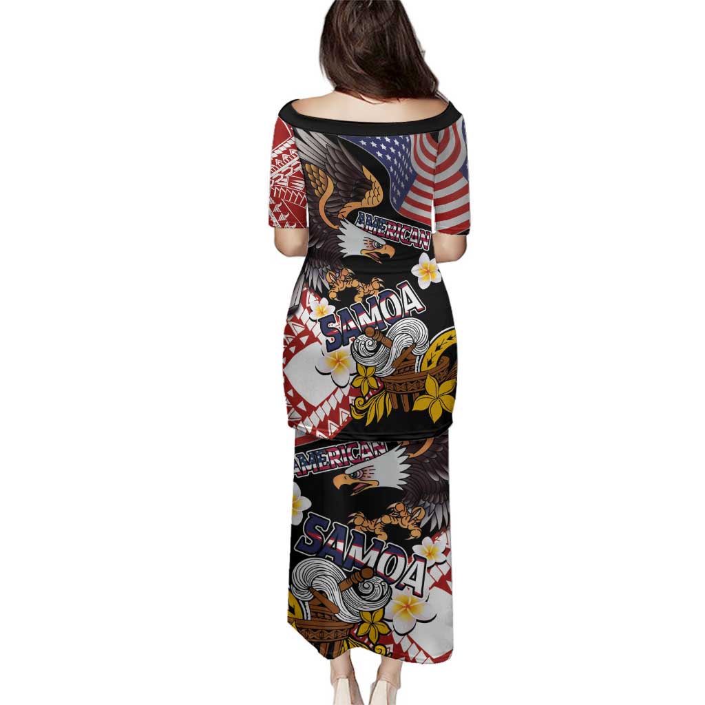 United States and American Samoa Together Family Matching Puletasi and Hawaiian Shirt Bald Eagle and Polynesian Traditional Culture with Plumeria LT03 - Polynesian Pride