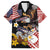 United States and American Samoa Together Family Matching Short Sleeve Bodycon Dress and Hawaiian Shirt Bald Eagle and Polynesian Traditional Culture with Plumeria