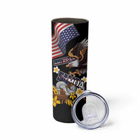 United States and American Samoa Together Skinny Tumbler Bald Eagle and Polynesian Traditional Culture with Plumeria LT03 - Polynesian Pride