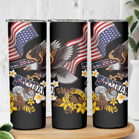 United States and American Samoa Together Skinny Tumbler Bald Eagle and Polynesian Traditional Culture with Plumeria LT03 - Polynesian Pride