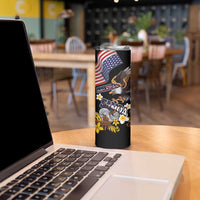 United States and American Samoa Together Skinny Tumbler Bald Eagle and Polynesian Traditional Culture with Plumeria LT03 - Polynesian Pride