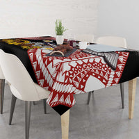 United States and American Samoa Together Tablecloth Bald Eagle and Polynesian Traditional Culture with Plumeria