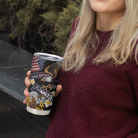 United States and American Samoa Together Tumbler Cup Bald Eagle and Polynesian Traditional Culture with Plumeria