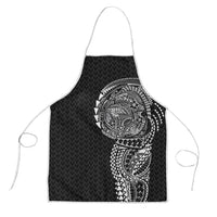 Hawaiian Traditional Tattoos Apron Kakau Tribal Tropical Plant Motif Black Color