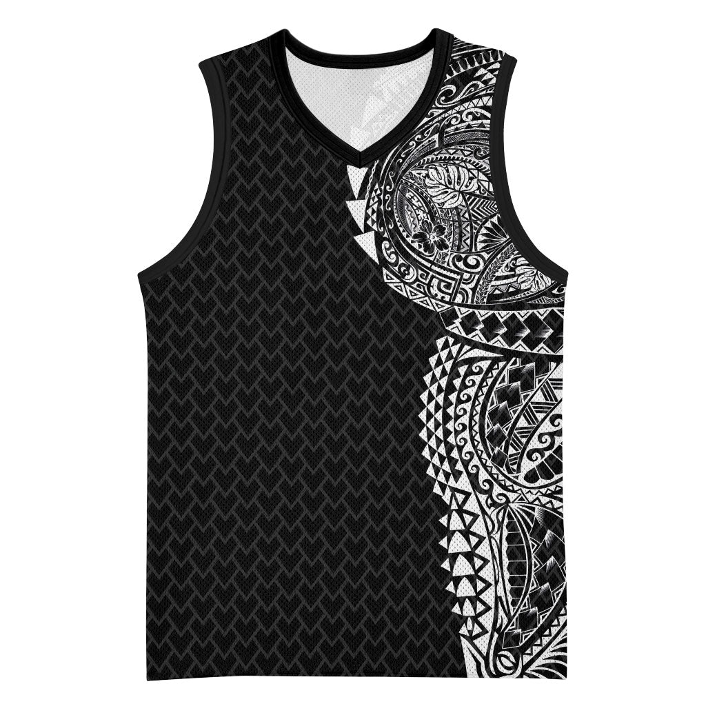Hawaiian Traditional Tattoos Basketball Jersey Kakau Tribal Tropical Plant Motif Black Color LT03 Unisex Black - Polynesian Pride