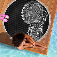 Hawaiian Traditional Tattoos Beach Blanket Kakau Tribal Tropical Plant Motif Black Color