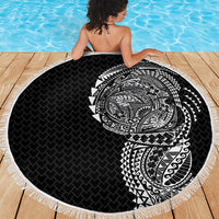 Hawaiian Traditional Tattoos Beach Blanket Kakau Tribal Tropical Plant Motif Black Color