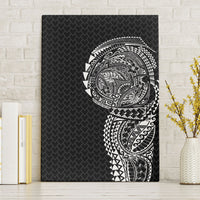 Hawaiian Traditional Tattoos Canvas Wall Art Kakau Tribal Tropical Plant Motif Black Color