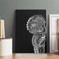 Hawaiian Traditional Tattoos Canvas Wall Art Kakau Tribal Tropical Plant Motif Black Color