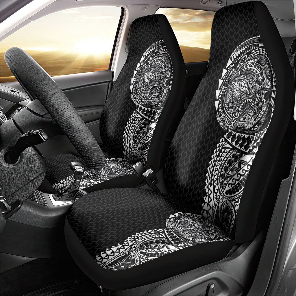 Hawaiian Traditional Tattoos Car Seat Cover Kakau Tribal Tropical Plant Motif Black Color LT03 - Polynesian Pride